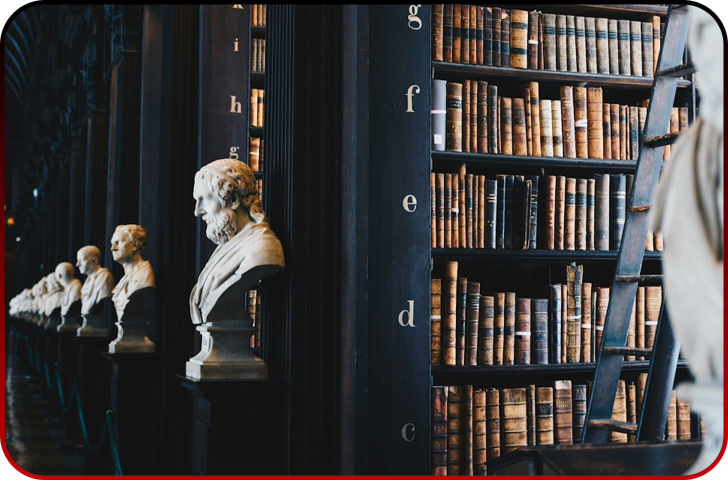 Library and busts